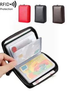 Multi functional card bag, RFID anti-theft, unisex credit card wallet, zipper closure, large capacity, multiple card slots, ID window zipper card bag, daily use and business card storage box, compact wallet, suitable for ideal gifts