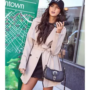 Eye For Style Belted Faux Suede Trench Coat