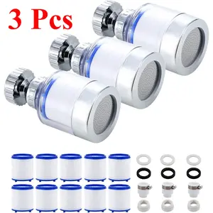 3 Pcs Sink Filter Water Faucet, Universal 360 ° Rotating Bathroom Sink Filter, Kitchen Faucet Water Filter-Removes Chlorine Fluoride Heavy Metals Hard Water for Home Kitchen & Bathroom