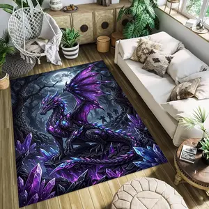 Amethyst Dragon Stylish and creative printed rugs, hallway/balcony rugs, bathroom/entrance doormats, home décor, living room/bedside rugs, Halloween/Christmas/birthday gifts.