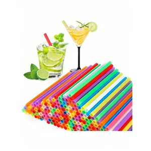 100 Pack Food Grade Assorted Colors Plastic Straws, Disposable Long Drinking Straws Utensils for Coffee, Cocktail, Party, Water Bottle, Drink Stirring, Home Kitchen & DIY Crafts Versatile Use (Random Colors)