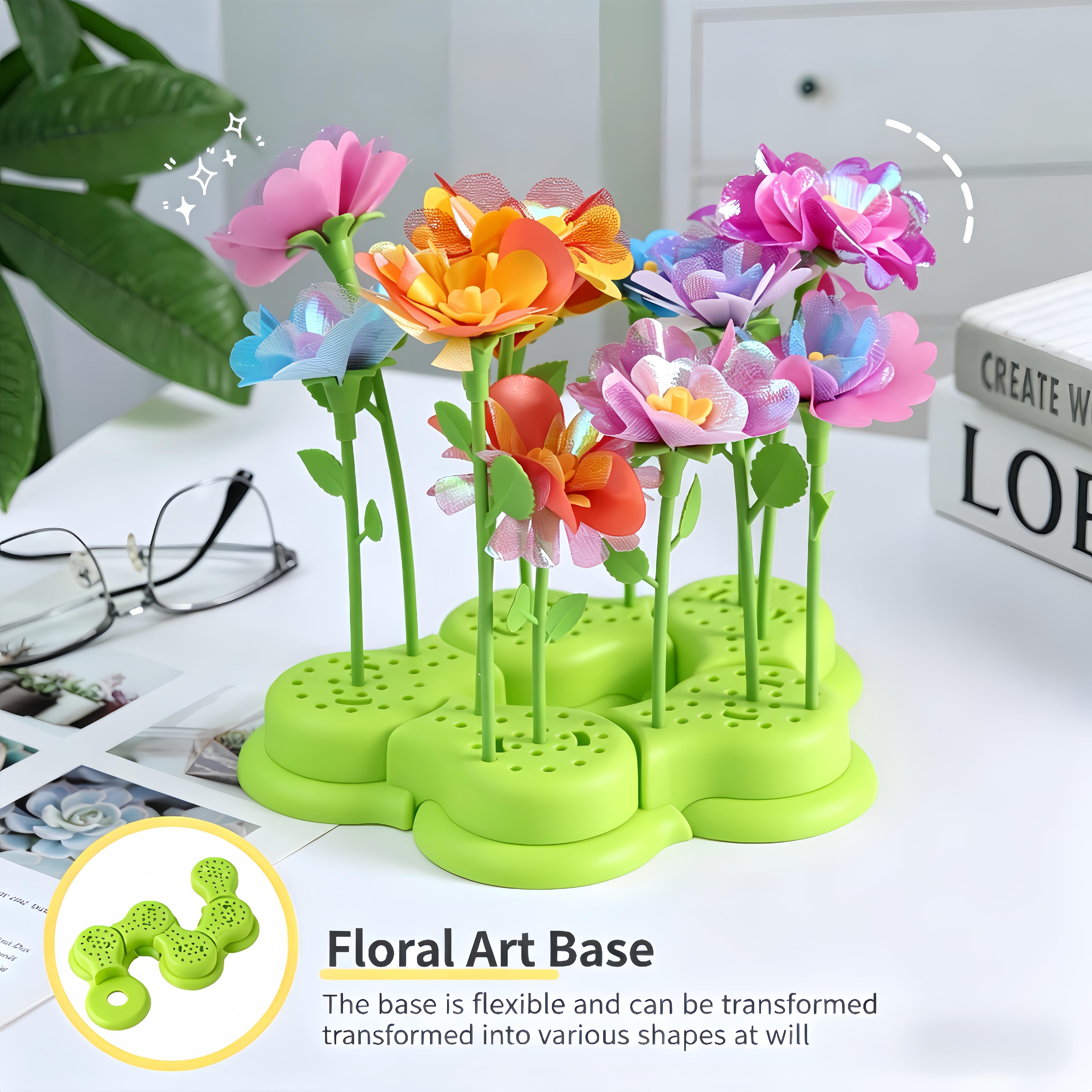 DIY Flower Bouquet Craft Kit for Kids Ages 4 8 Girl STEM Toy Press Machine with Reusable Petals Stems Glowing Flower Maker Creative Arts Crafts Educational Gift