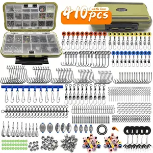 Takami 410 Pcs Fishing Gear Set, Includes Rod Box, Saltwater/freshwater Hooks, Accessories, Sinkers, Ideal for Travel and Outdoor Fishing, Perfect Father's Day Gift