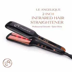 Le Angelique 2-Inch Infrared Hair Straightener with Titanium Plates & Adjustable Temperature Control for Healthier Shiny Hair