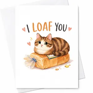 Cat Loaf Valentines Day Greeting Card - Funny Love Card C-384