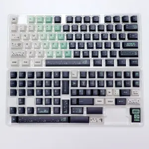(ONLY KEYCAPS)1KBDiy Space War Pixel Keycap Set 142 Keys Five-Sided Dye-Sublimation Keycaps,Cherry Profile PBT Green Custom Keyboard Keycap for 61/64/68/84/87/100/104/108 Mechanical Keyboard
