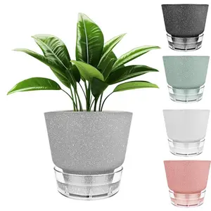 5 Pcs Self-Watering Plant Pot with Visual Reservoir and Drainage Hole 6-Inch for Outdoor Indoor Flower Pots