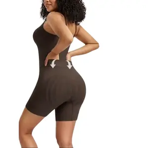 FitnFem Faja Women's Seamless Full Body Shapewear Bodysuit Tummy Control One Piece Shorts Smooth Fit Stretch Sculpting Underwear with Wide Straps for Comfort Fabric Outfit Womenswear for All Day