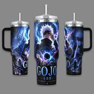 JJK 40oz Tumbler - Satoru Gojo The Strongest Anime Cup with Handle & Straw ojo Satoru Tumbler 40oz - JJK Six Eyes Limitless Edition