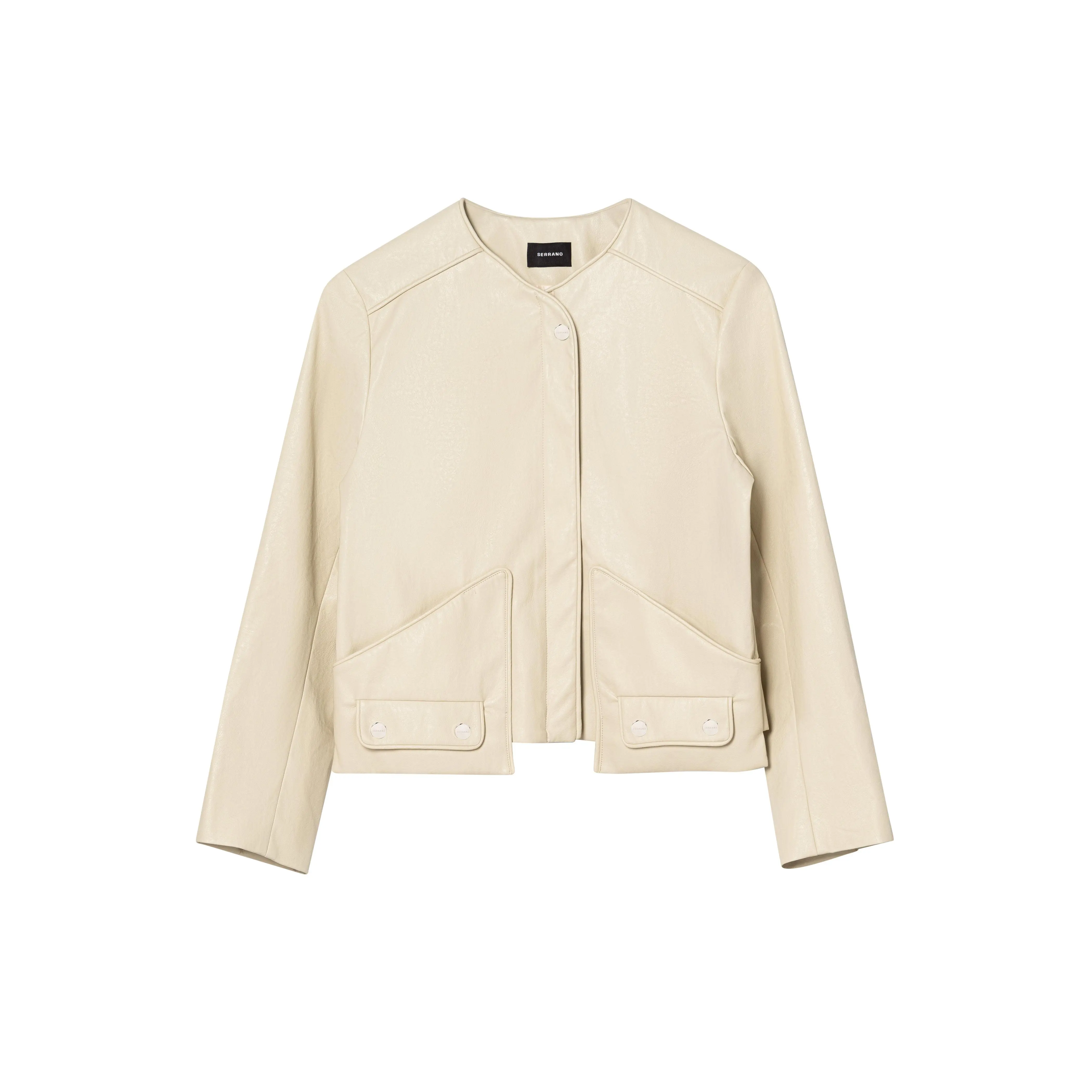Beige Jacket in Vegan Leather