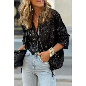 Sequin Zip Up Jacket