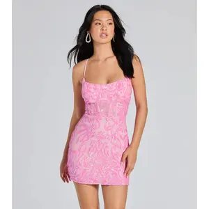 Leyla Sequin Strappy Back Mini Dress