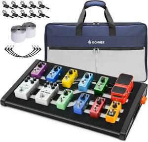 Donner DB-S300 DB-S200 Guitar Effects Pedal Board, Extra Large Power Supply Pedalboard Set with Convertible Bag Backpack, 60" Adhesive Backed Hook-and-Loop and Power Supply Mounting Device