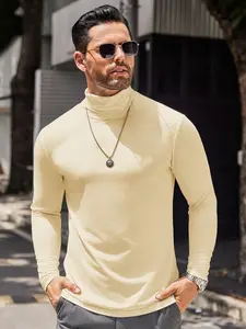 COOFANDY Men's Casual Slim Fit Turtleneck T Shirts Lightweight Basic Cotton Pullovers