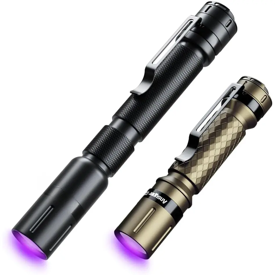 UV Flashlight 2 Pack 395nm Ultraviolet, Black Light Mini Penlight Portable and Compact for Pet  and Stain Detection, Hotel Cleaning, ID Check, Handheld Detector