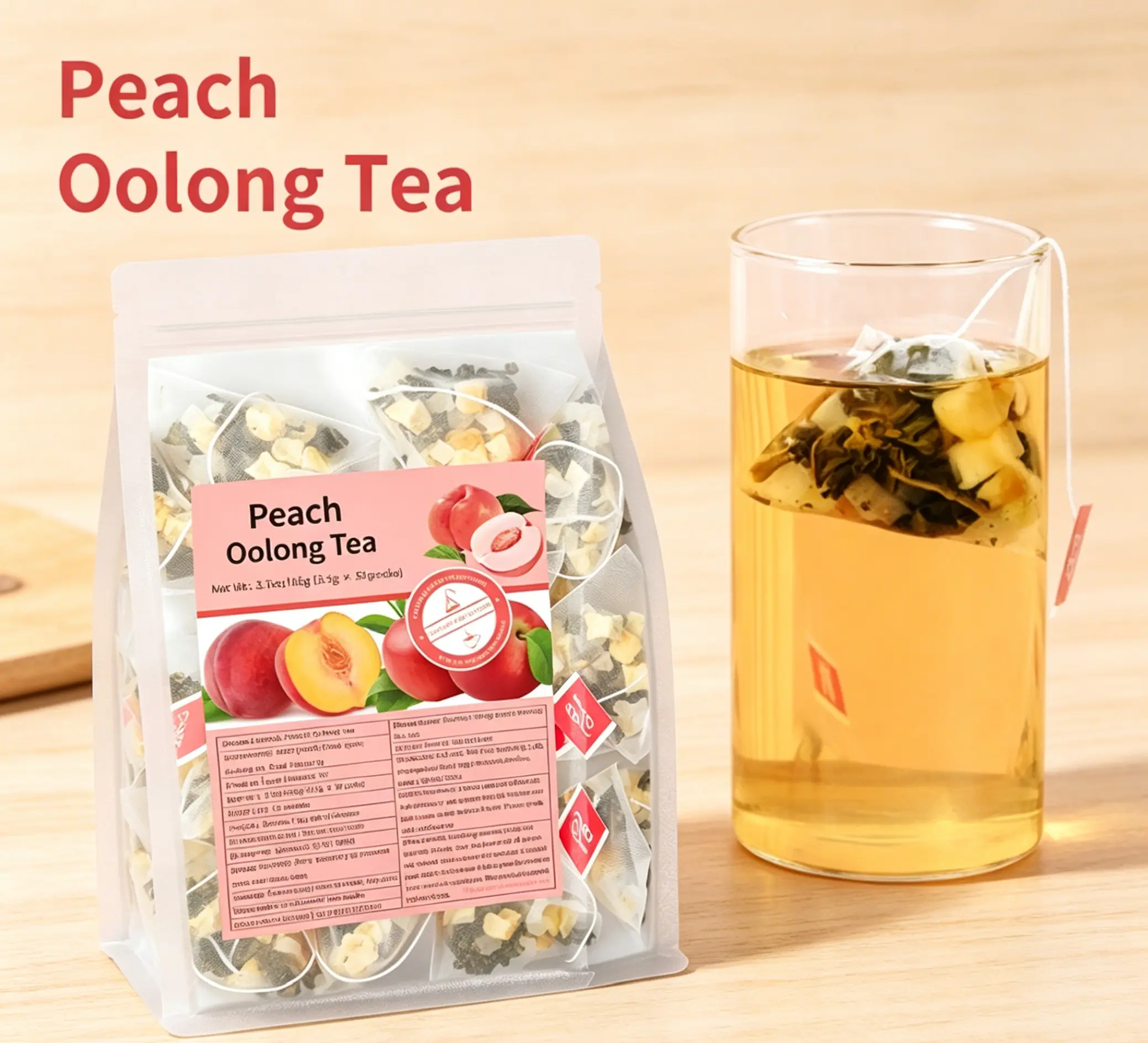 Peach Oolong Triangle Tea Bags Natural Fruity Refreshing Daily Iced Hot Drink