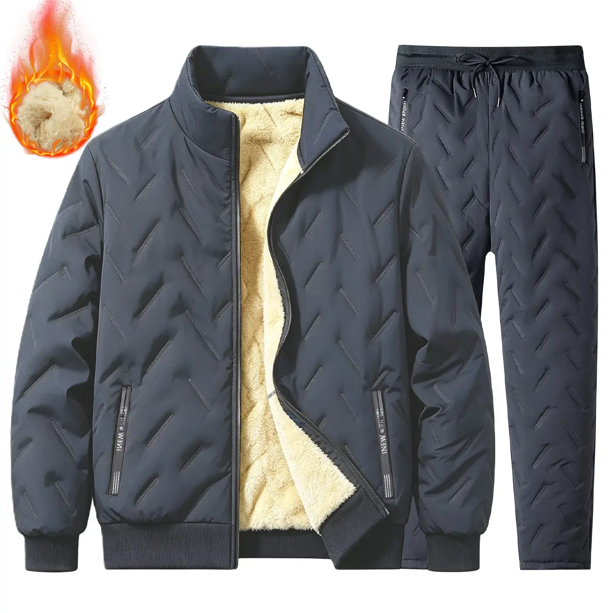 Men’s Plush-Lined Quilted Winter Two-Piece Set | Morning Walks, Daily Commute & Weekend Casual Wear | Blocks Cold Winds & Provides All-Day Comfortable Warmth