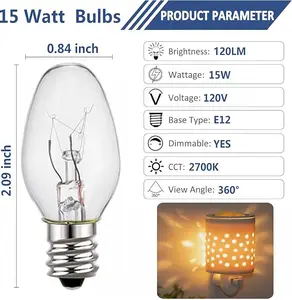 Wax Warmer Bulb - Salt Lamp Bulb,15 Watt Light Bulb for Scentsy Plug-in Nightlight Wax Warmer,Candle Warmer & Himalayan Salt Lamp,WarmWhite - Dimmable,18 Packs