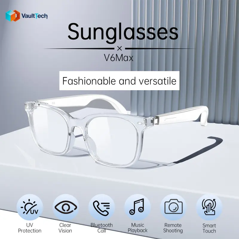 Voice Activated Smart Glasses with UV Protection Wireless Bluetooth Audio Sunglasses Wireless Audio Eyewear for Men Women Outdoor Activities 1 Pair Multifunctional Smart Glasses Wearable Tech Glasses Electronic Gadgets