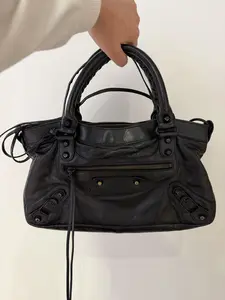 Pre-owned Balenciaga leather Tote Bags Limited Edition Neiman Marcus Anniversary Black Lizard Embossed Motorcycle First Bag