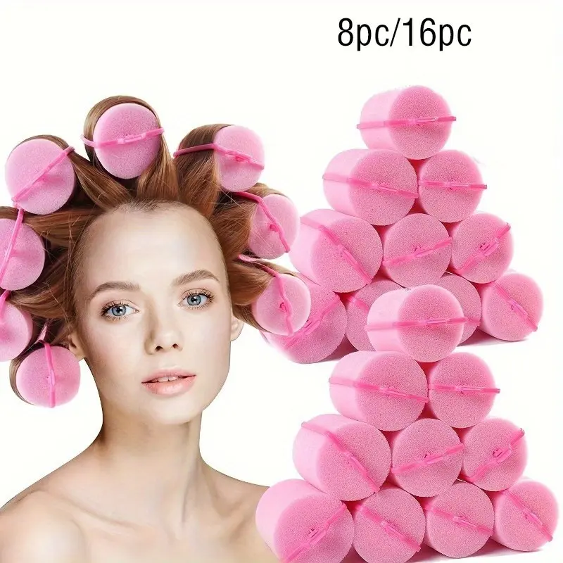 8/16pc Soft Foam Hair Rollers, Easy Home Styling, No Heat Short Long Hair Sleep Curler, Small Sponge Hair Roller, Overnight Curls, Suitable for All Hair Types, Curly Hair, Heatless Curler