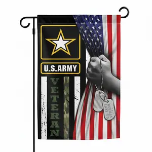 American Flag US Army Veteran Garden Flags 12x18 Inch Camouflage Print with Logo Durable Weather Resistant Outdoor Polyester Fabric Fade Resistant
