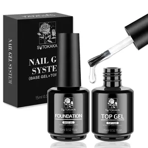 2 Pcs 15ml Top Coat and Base Coat Set, Glossy and Long-Lasting Gel Polish, No Wipe Foundation Combination Soak Off LED Nail Lamp Gel Nail Polish Manicure Gifts for Women