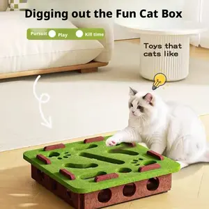 Interactive Cat Puzzle Toy Felt Maze Box with Bell Balls Self Play Brain Training Toy for Kittens and Cats Boredom Relief Entertainment