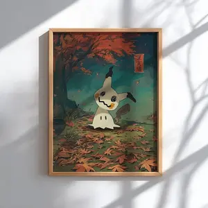 Mimikyu Poster, Japanese Style Legendary Anime Art, Unframed Wall Art, Home Decor