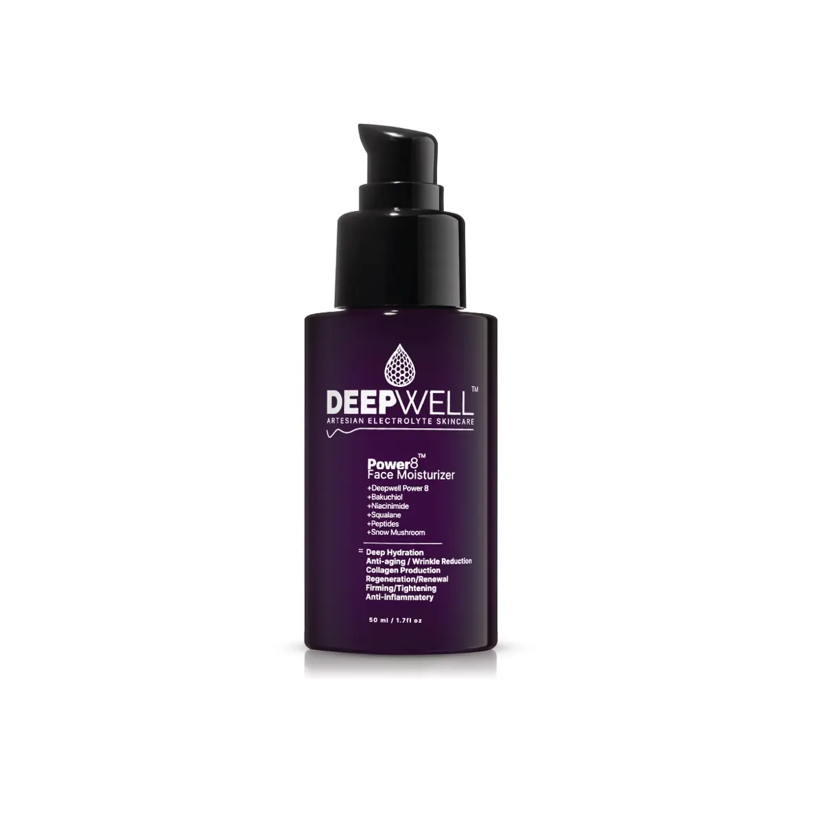 DeepWell Power8 Face Moisturizer is a lightweight hydrating cream that smooths texture, supports skin repair, and leaves skin balanced and refreshed.