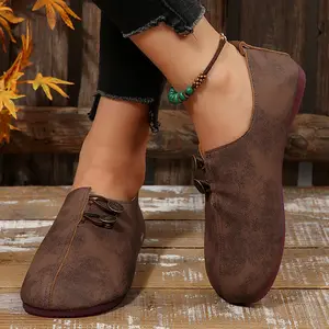 Flats Shoes for Women Dressy Comfortable Round Toe Ballet Flat Shoes with Button Detail Non Slip Business Work Loafer Casual Shoes Footwear