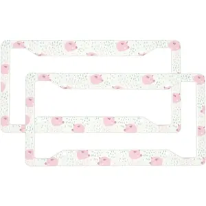 2 Pcs Car License Plate Frames for Women Men - 4 Holes Solid Aluminum Cute Pigs License Plate Cover for Car Accessories for Women Men with Fasteners and Screws ﻿