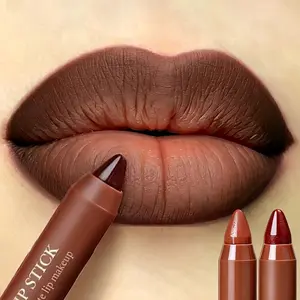 Mooglamor 2Pcs Matte Lipstick Pens Set Transferproof Waterproof Lip Pencil Long Lasting Makeup Nude Brown Moisturizing Lip Glossy Smooth Cosmetics DealsForYouDays
