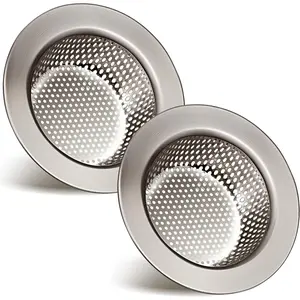 2 count Sink Strainer Stainless Steel Kitchen Sink Drain Strainer Basket Cover Mesh Hair  Catcher, Large Wide Rim of 4.4 Diameter(Brushed )
