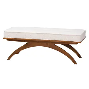 Baxton Studio Orella Boucle Fabric and Wood Bench