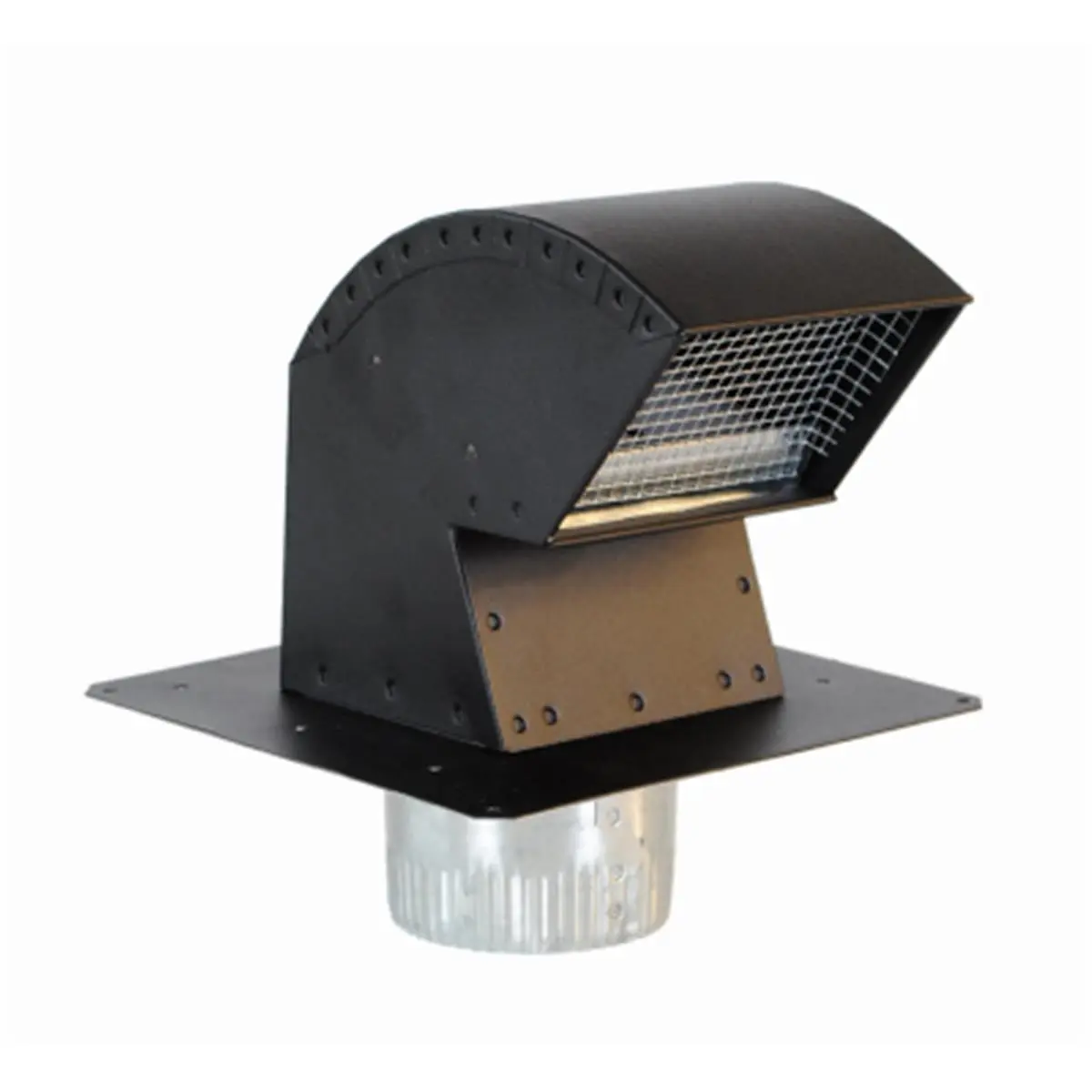212 MAIN Commercial Grade 4 in. R-2 Powder-Coated Black Roof Vent Cap with Damper, Animal Screen (Imperial Manufacturing Group 240055, 9.65 lbs)