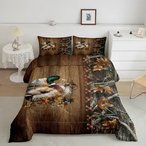 Camo Mallard Comforter Set for Kids Boys Girls Hunting Bedding Set,Farmhouse Comforter,Wildlife Rustic Wild Duck Duvet Quilt