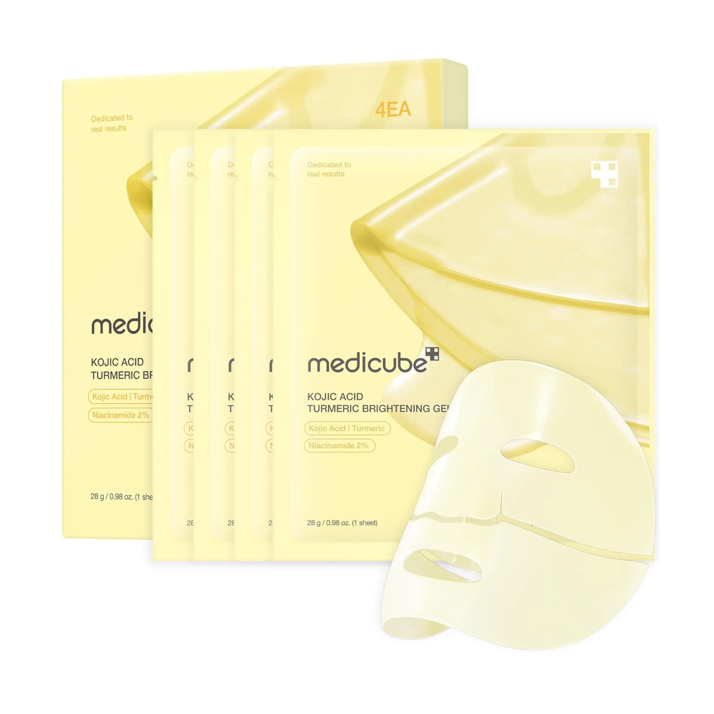 [Official Medicube Partner] Kojic Acid Turmeric Brightening Gel Mask 4EA -  Overnight Face Mask for Glass Glow Skin- Elasticity, Hydrating, Firming and Moisturizing