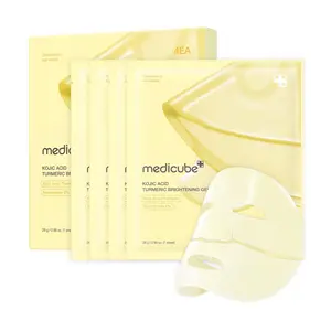 [Official Medicube Partner] Kojic Acid Turmeric Brightening Gel Mask 4EA -  Overnight Face Mask for Glass Glow Skin- Elasticity, Hydrating, Firming and Moisturizing