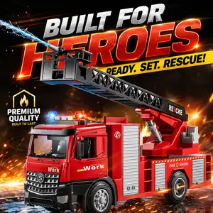 Fire Truck Toy with Water Spray Light and Sound Push and Go Fire Engine for Indoor Outdoor Play Birthday Holiday Christmas Gift