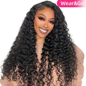 MORE FACE Wear And Go Glueless Wigs Water Wave Pre Cut 4*6 HD  Lace Closure Wig Human Hair Pre Bleached Beginner Friendly