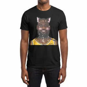Crewneck T Shirt Black Lebron James Cat Ears And Collar Graphic Print Basketball Fan Wear For Casual Outfits