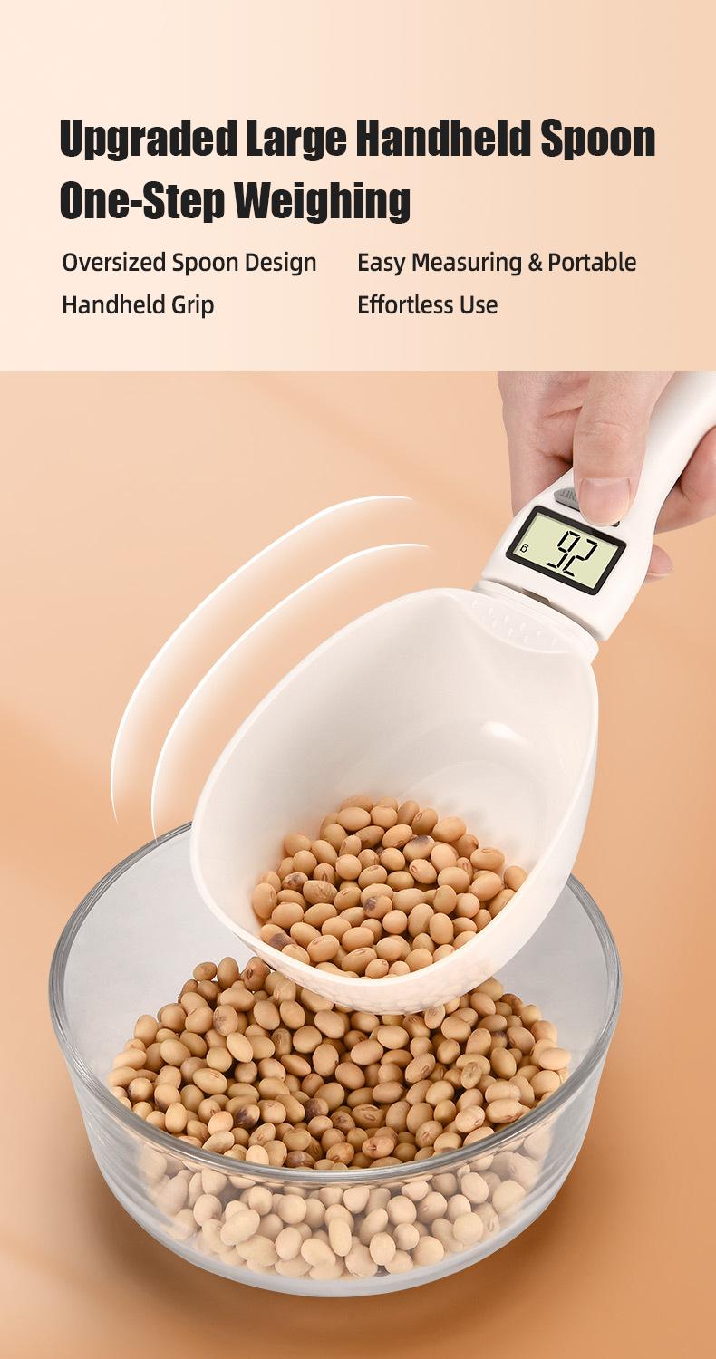 Digital Measuring Spoon, Food Digital Measuring Scoop Scale High Precision with LCD Screen,Smart Adjustable Measure Cup for Home Cooks Bakers Chefs Pet Owners, Household Weighing Scoop for Kitchen