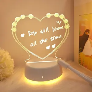 Modern Acrylic LED Message Board with Night Light Pen, USB Powered, Warm Light Gift for Girlfriend or Wife, Bedroom Decor