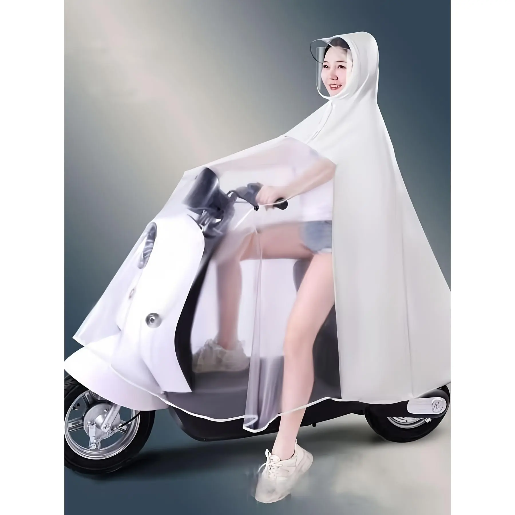 Transparent Water Long Raincoats for Men And Women by Shule, Suitable for Riding Electric Bikes, Rain Ponchos for Parents And