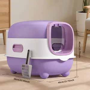 Large clumping cat litter box, odor control, fully enclosed design, recycled paper material, universal size, anti-tracking, no California Proposition 65 warning, litter box