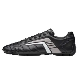 Prada Leather Two-Tone Lace-Up Flat Shoes for Men in Black Verifiable, with credentials and supporting global authentication