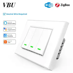 TB21 Zigbee Smart Switch 100-250V AC  Smart Switch with Touch Panel, App Remote Control Voice Compatible with Alexa Google Home No Hub Needed | White