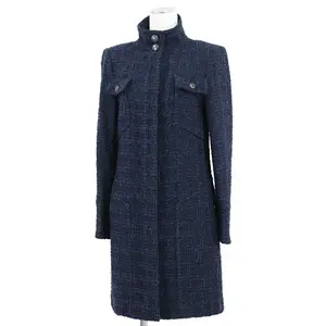 Pre-owned CHANEL Tweed Small Leather Goods Long Coat