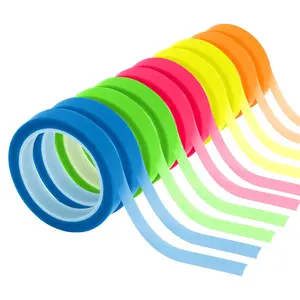 NEWEST 10 Rolls Highlighter Tapes Clear Color Removable Marking Sticker Fluorescent Colored Tags 16 ft Per Roll for Reading Class
